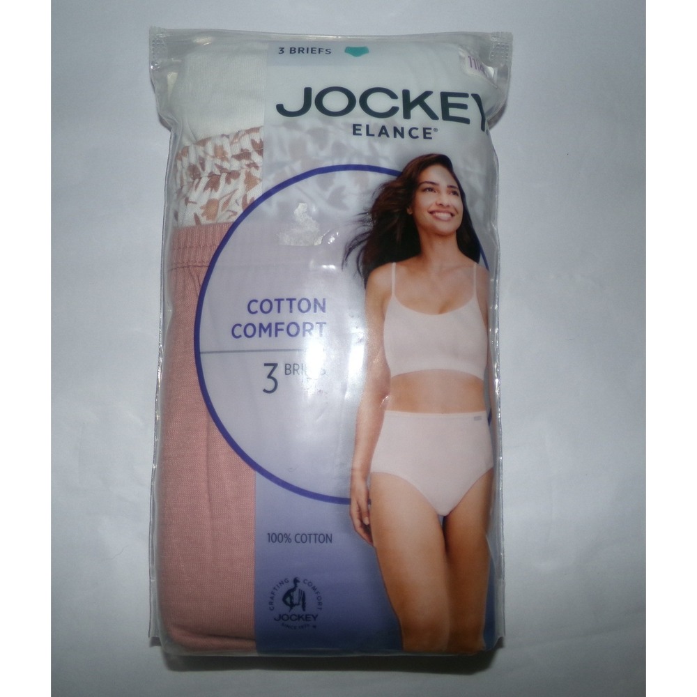 Jockey Elance Cotton Comfort Briefs 3 Pack Size 11 Plus 4X White Pink Floral